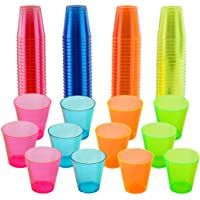 Matana 150 Vasos de Chupito de Plástico Duro de Neón para Fiestas - 30ml